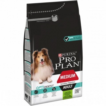 Pro Plan для взрослых собак средних пород с чувствительным пищеварением с ягненком и рисом 3кг