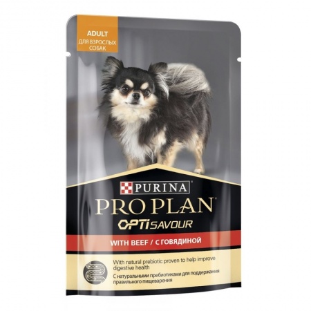 Пауч Pro Plan Small & Mini для взрослых собак миниатюрных и мелких пород c говядиной в соусе 85 г