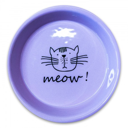 КерамикАрт Миска миска керамическая для кошек MEOW! 200 мл, сиреневая
