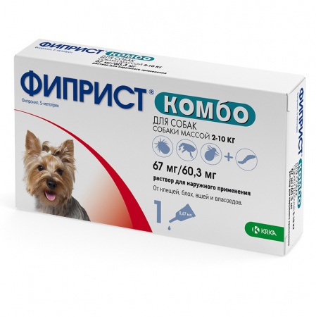 Фиприст Комбо капли на холку для собак весом от 2 до 10 кг от блох и клещей