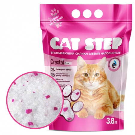 Наполнитель впитывающий силикагелевый CAT STEP Crystal Pink, 3,8 л