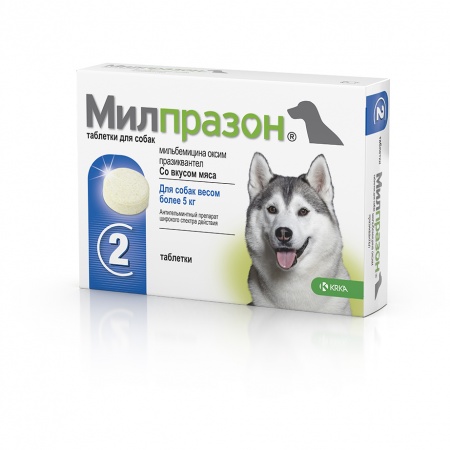 МИЛПРАЗОН таблетки от гельминтов для собак весом более 5кг 1таблетка