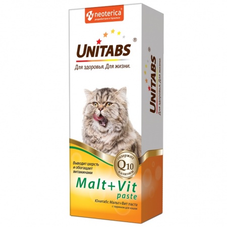 Unitabs Malt+Vit паста с таурином для кошек 120мл