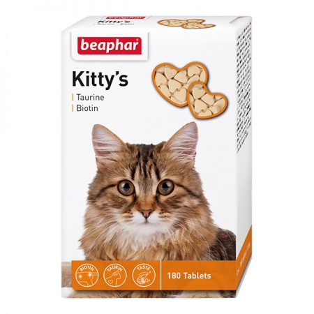 Витамины для кошек Beaphar Kitty's+Taurine+Biotin" таурин+биотин 180таблетки