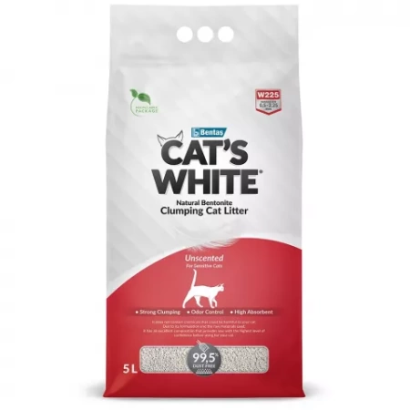 Cat's White наполнитель комкующийся натуральный без ароматизатора для кошачьего туалета 5л