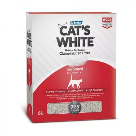 Cat's White наполнитель комкующийся натуральный без ароматизатора для кошачьего туалета в коробке 6л